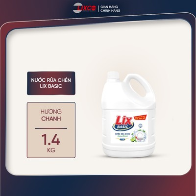 Nước rửa chén Lix Basic hương chanh 1.4kg - sạch dầu mỡ nhanh chóng 00345