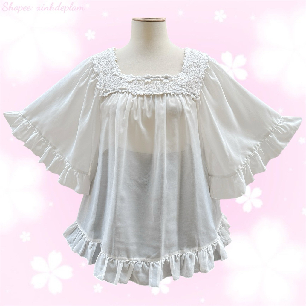 (Update 26/4/2026) WHITE COQUETTE - Áo Lolita, Coquette, Dollette, Fairycore, Mori tông màu trắng