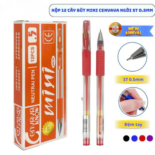 (Hộp 12 cây) Bút nước nắp Mini Gel Cenvava ngòi 0.5mm Mực Xanh/ Mực Đỏ/ Mực Đen