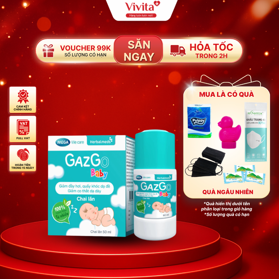 [CHÍNH HÃNG] Chai Lăn Bụng Gazgo Baby Giảm Đầy Hơi, Quấy Khóc Dạ Đề Cho Trẻ Sơ Sinh - chai 50ml