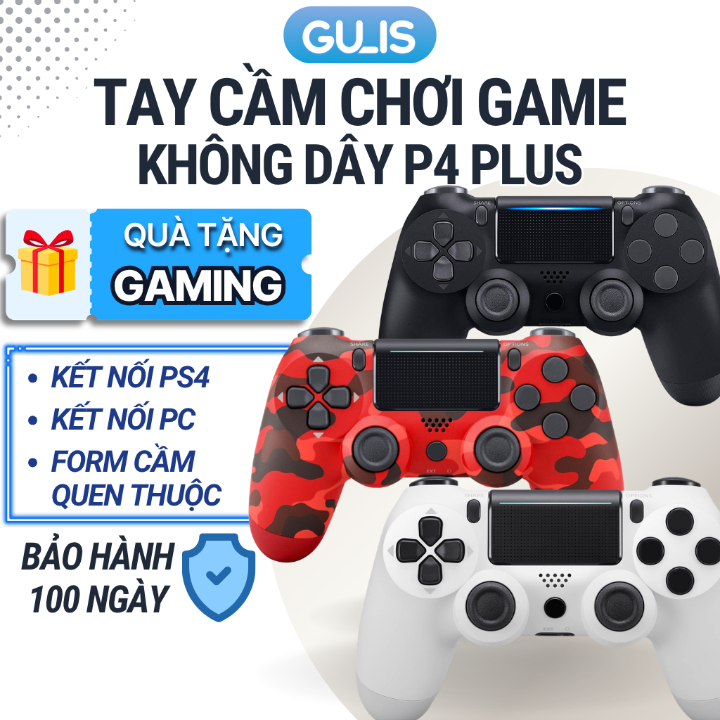 Tay cầm không dây P4 bluetooth pin siêu lâu,Tay cầm chơi game fifa online 4 cho pc laptop - GULIS