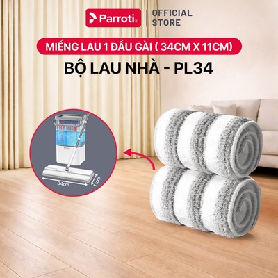 Combo 2 miếng lau 34x11cm Sợi Microfiber, Miếng Lau 1 Đầu Gài Dùng Cho Bộ Lau Nhà Tách Nước - Parroti PL34