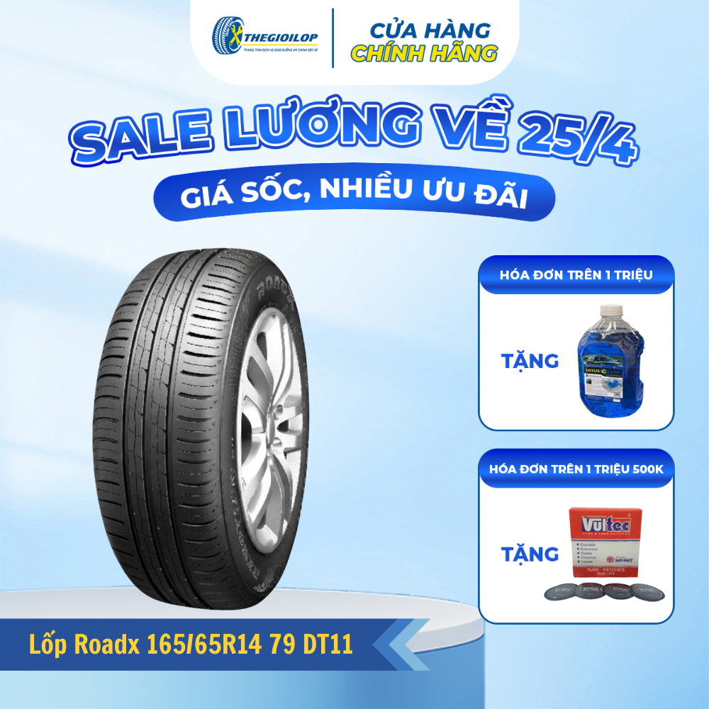 Lốp xe ô tô Roadx 165/65R14 79H DT11 - Lắp xe Huyndai i10 - Bảo hành 8 vạn km, tiết kiệm nhiên liệu 