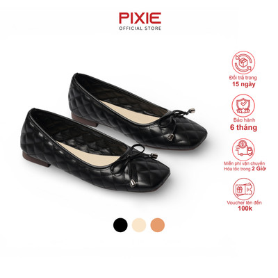 [HÀNG ĐẶT TRƯỚC] Giày Búp Bê Nữ Đế Bệt Quai Chần Chỉ Phối Nơ Nhỏ Thời Trang Pixie H420