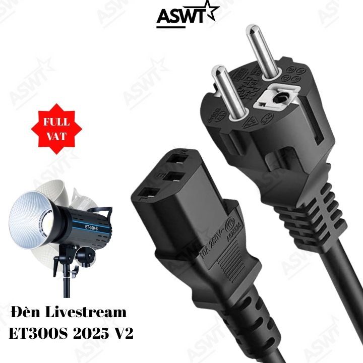 Dây nguồn Đèn Livestream Cao Cấp ET300S 2025 V2 LOẠI XỊN -  CHỐNG CHÁY NỔ dài 1.5M 3M 5M - full vát