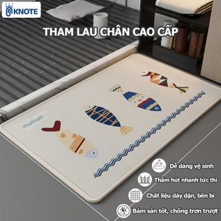 Thảm lau chân KNOTE cao cấp thấm nhanh khô không bám bụi chân chống trượt họa tiết sang trọng