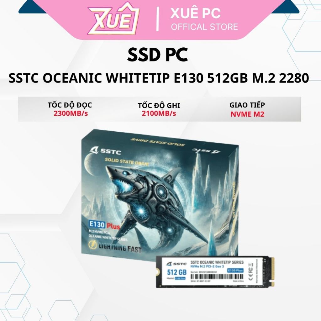 Ổ Cứng SSD SSTC Oceanic Whitetip E130 512GB M.2 2280 PCIe NVMe (Gen 3x4)