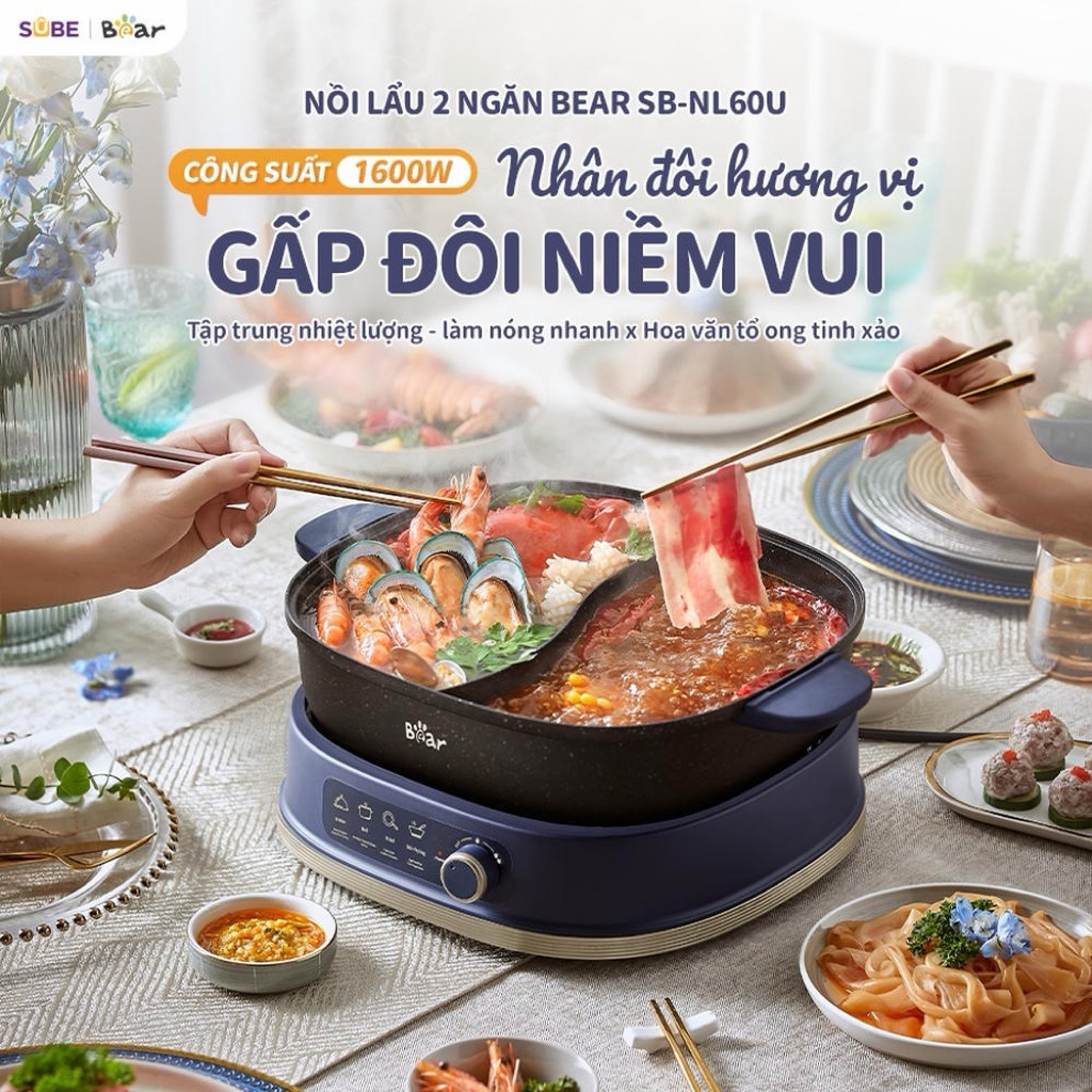 Lẩu 2 ngăn Bear Đa Năng SB-NL60U