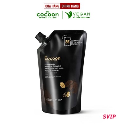 [SVIP] Big size Cà phê Đắk Lắk làm sạch da chết cơ thể body cocoon 600ml thuần chay