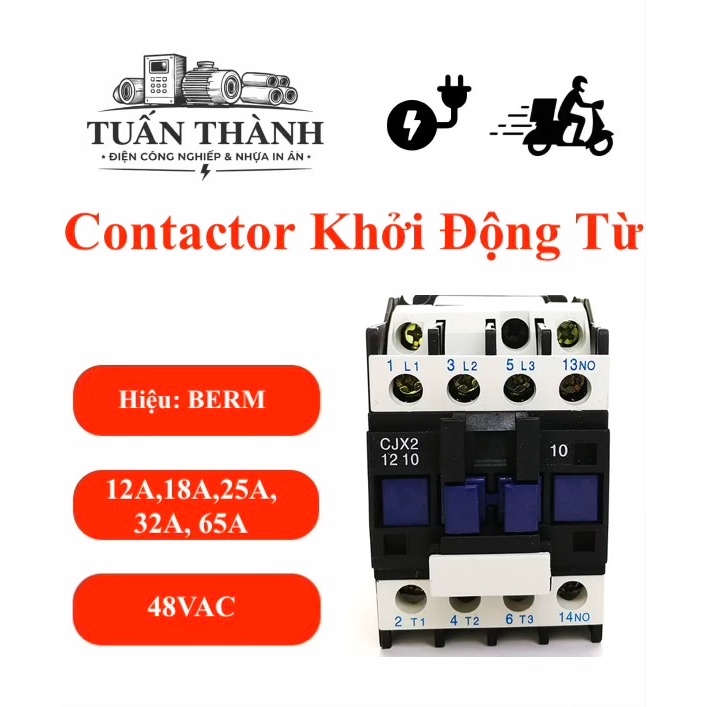 Contactor Khởi Động Từ 48VAC CJX2-1210 CJX2-1810 CJX2-2510 CJX2-3210 CJX-6511 - Hiệu Berm