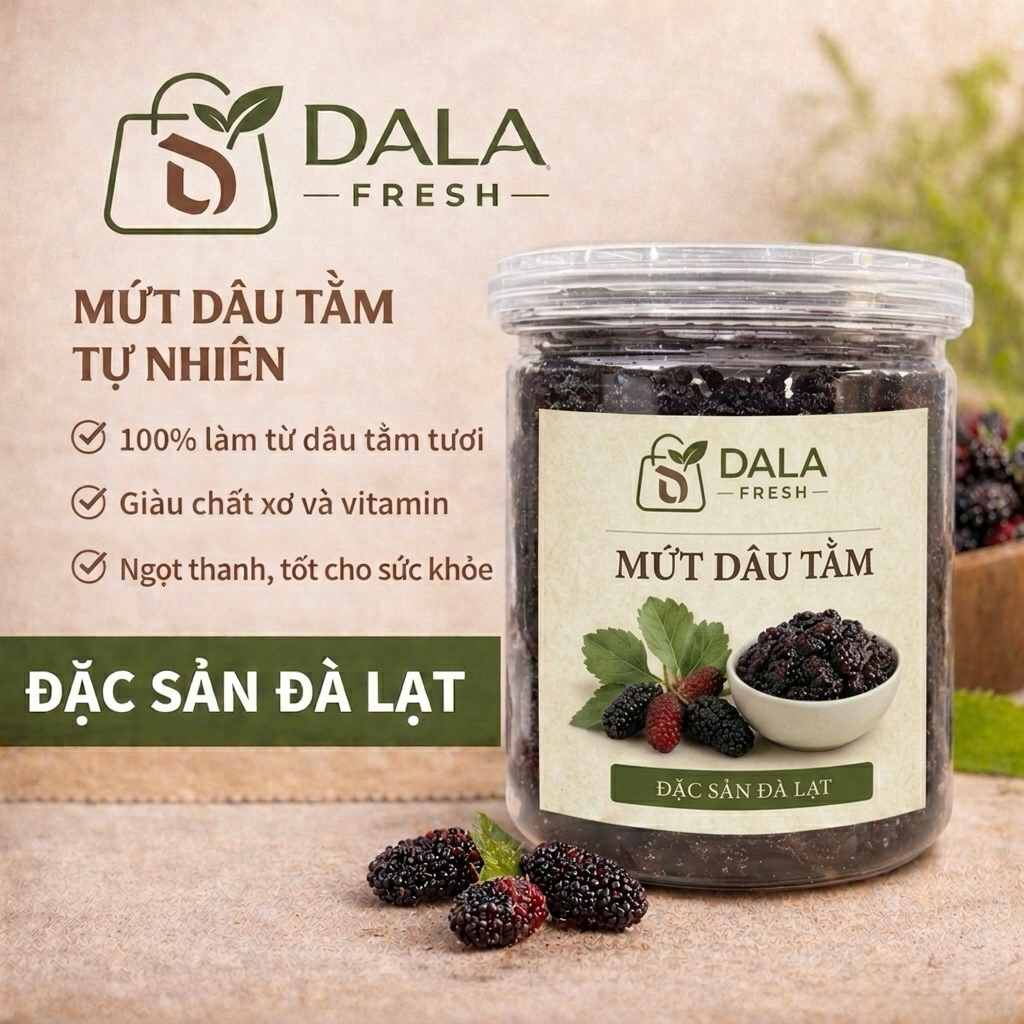 Mứt Dâu Tằm Tự Nhiên DL FRESH – Đặc Sản Đà Lạt – Không Chất Bảo Quản – Hũ Tiện Lợi