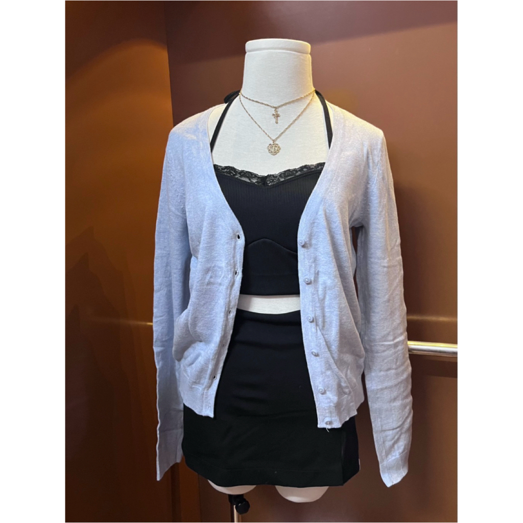 Áo cardigan Hm xám xanh