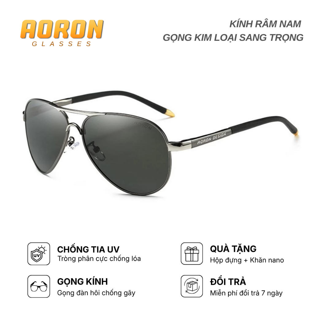 Kính Mát Nam Thời Trang Phân Cực Polaroid Chống Lóa, Chống Tia UV AK015 - AORON