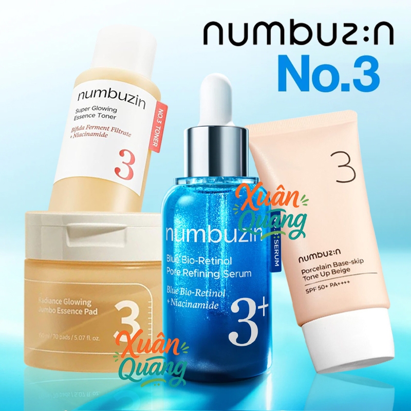 Numbuzin Retinol Pore Rinning Serum | Numbuzin No.3 Miếng pad essence | Numbuzin No.3 Toner | Numbuz