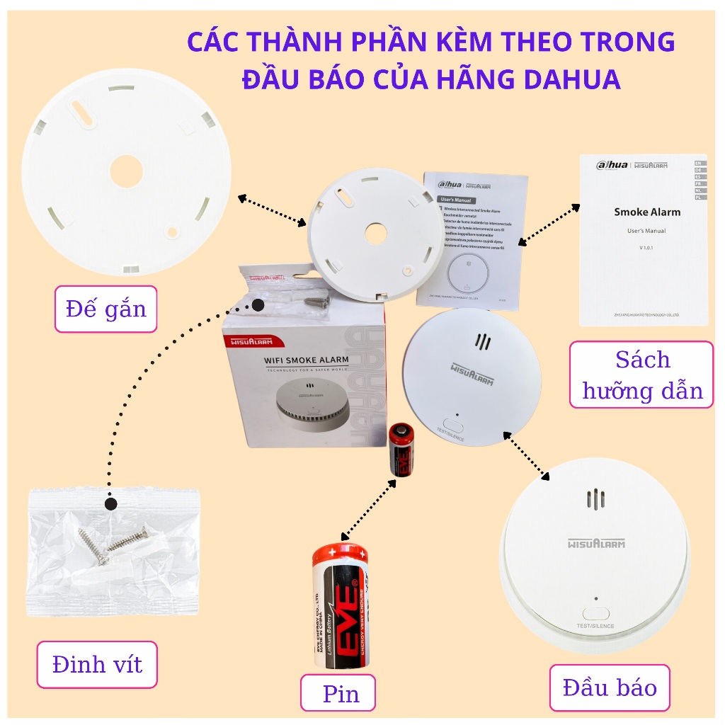 {WIFI}Đầu báo khói qua WIFI dùng pin độc lập DAHUA SA2FA báo qua điện thoại