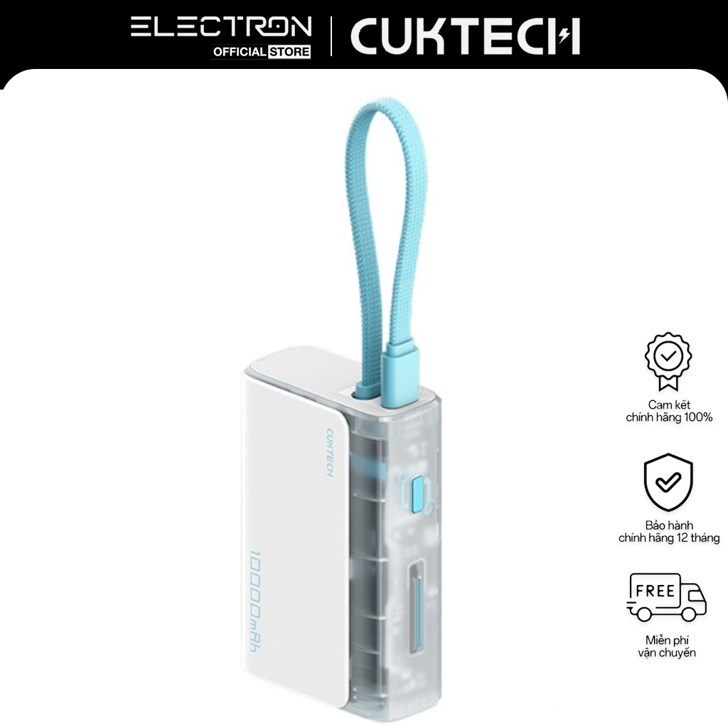 Pin dự phòng Cuktech CP13 10.000mAh Power Bank 33W PD3.0/PPS/QC3.0/QC (cáp Type-C Build-In) – LPB100