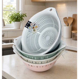 Bộ rổ thau nhựa tròn tự lập tl988 -21.8x18.2x8cm