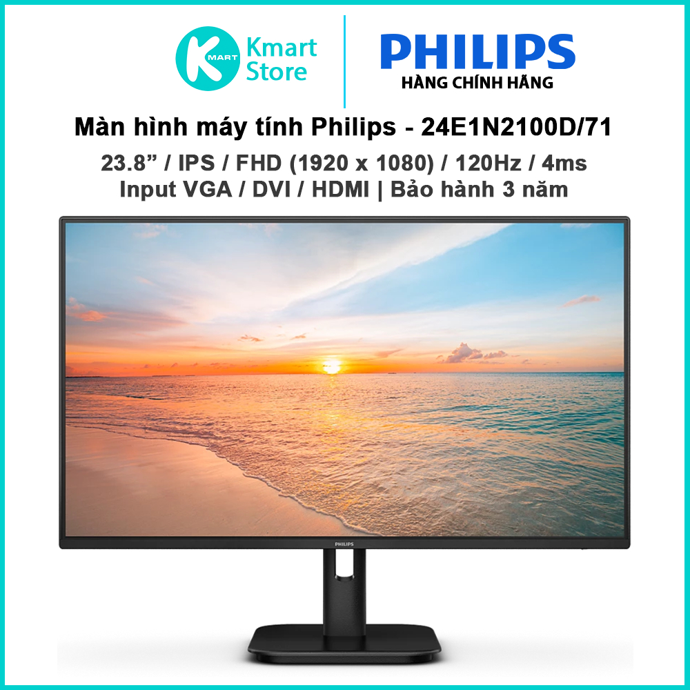 Màn hình máy tính Philips 24E1N2100D/71 | 23.8" IPS / FHD / 120Hz / 4ms | Input VGA , DVI , HDMI | B