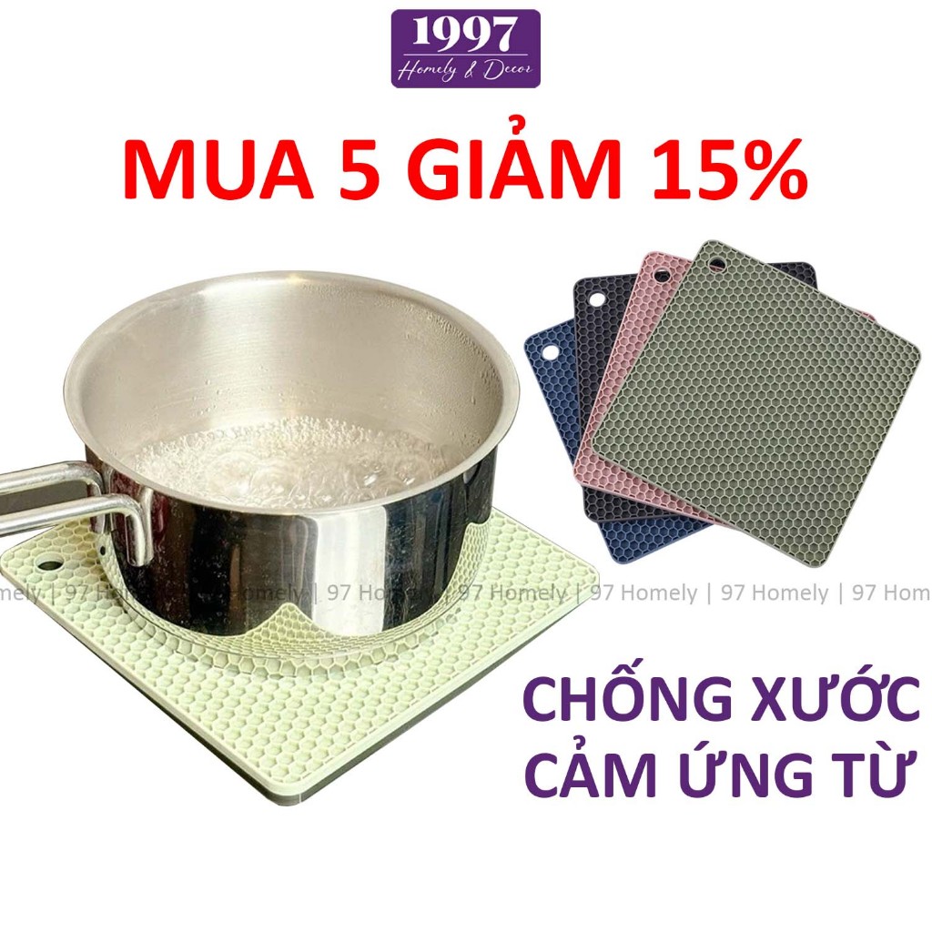 Miếng Lót Nồi Silicone Dùng Được Bếp Từ 97HOMELY Chịu Nhiệt Chống Xước Bề Mặt Bếp DT241102501
