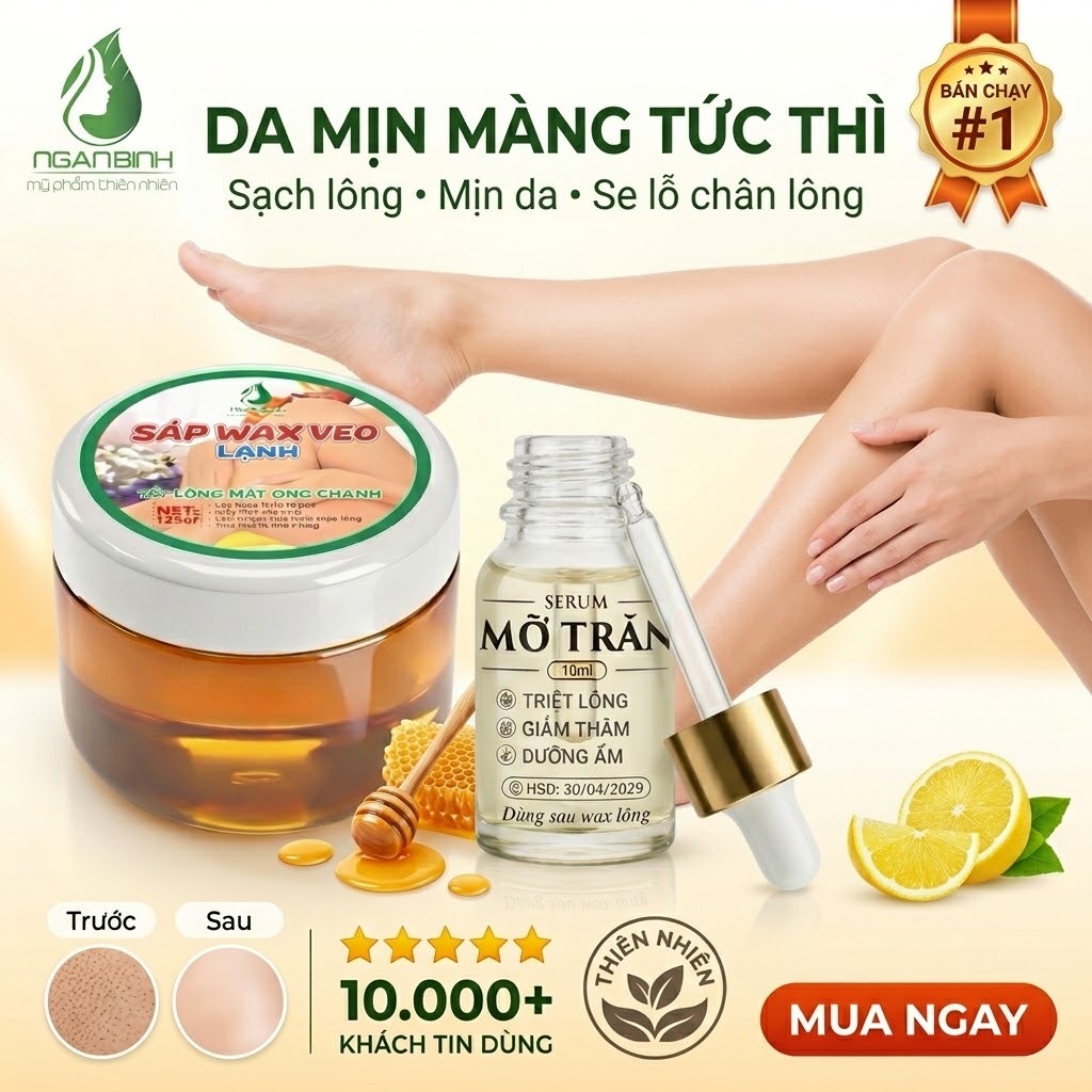 Wax Lông + Mỡ Trăn Triệt Lông ( Wax+Mỡ trăn+1Set Giấy và 2Que) wax lông veo triệt lông vĩnh viễn
