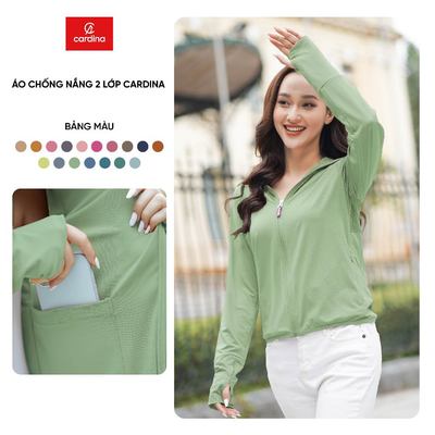Áo Chống Nắng Nữ 𝐂𝐀𝐑𝐃𝐈𝐍𝐀 2 Lớp Chất Thun Lạnh Nhật Cao Cấp Chống Tia UV 2NF2