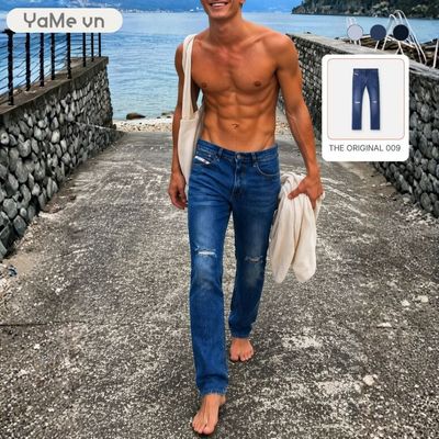 Quần Jean Nam FlexFit™ Rách Gối Bụi Bặm Vải Mềm Mướt Co Giãn The Original 009 Dáng Ôm Vừa F2 24409 |YaMe|