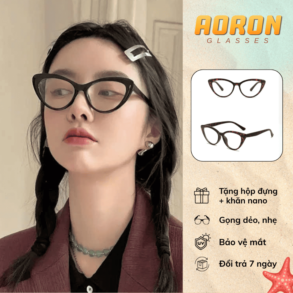 Gọng Kính Mắt Mèo Unisex AORON Chống Ánh Sáng Xanh Thiết Kế Thời Trang Gọng TR Dẻo Đàn Hồi Phù Hợp T