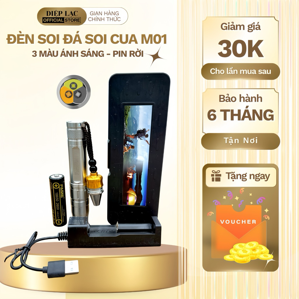 Đèn FAME M01 soi đá soi cua soi tiền, Sáng xuyên thấu, Chất liệu Inox dày 《Soi đá FAME M01