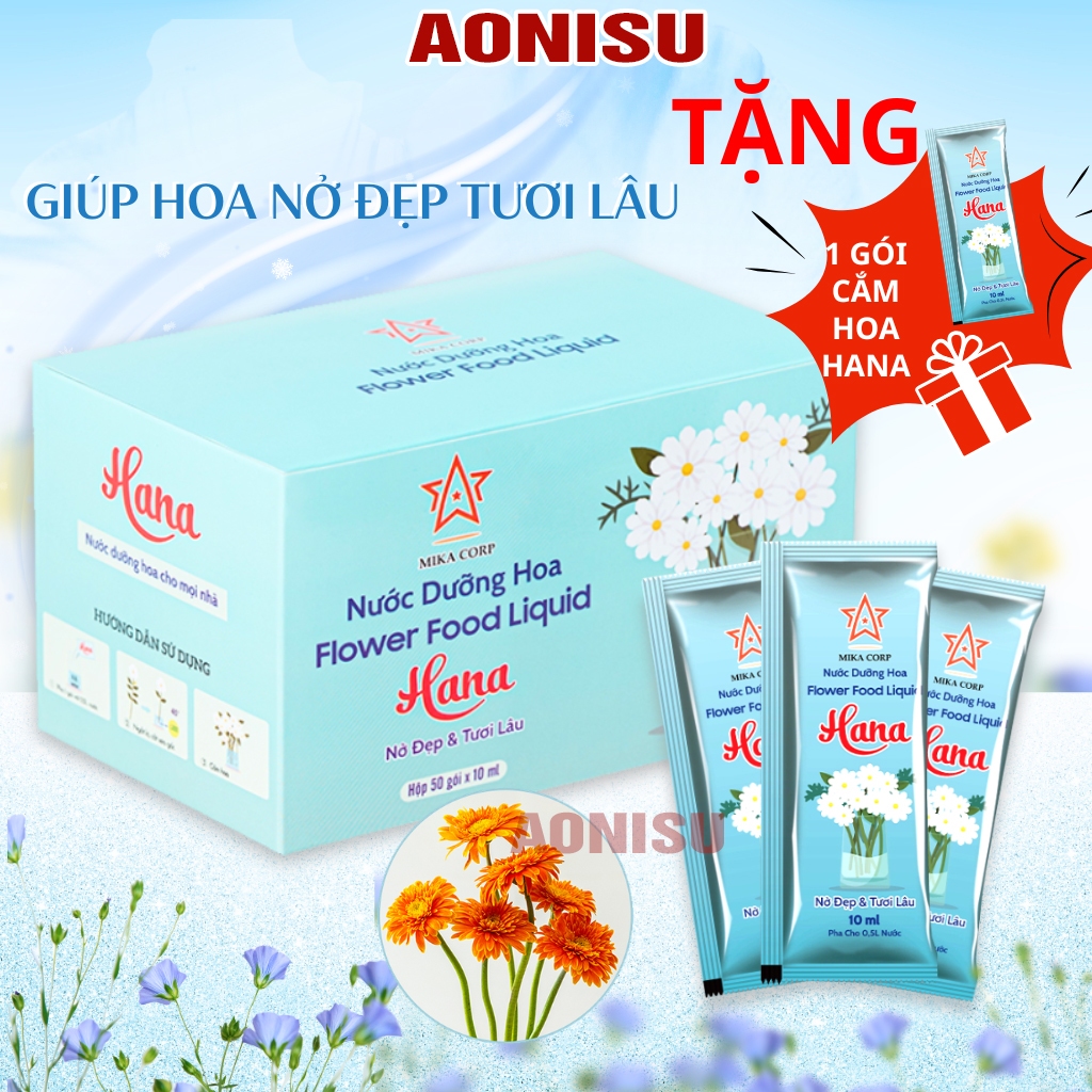 Nước Dưỡng Hoa Tươi Lâu Hana 20/50/100 Gói Có Quà Tặng - Nước Cắm Hoa Giúp Hoa Nở Đẹp Lâu Tàn Aonisu