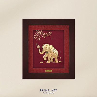 Tranh treo tường Mỹ Nghệ Phủ Vàng 24K PRIMA ART  Voi Cát Tường Size 18x20cm