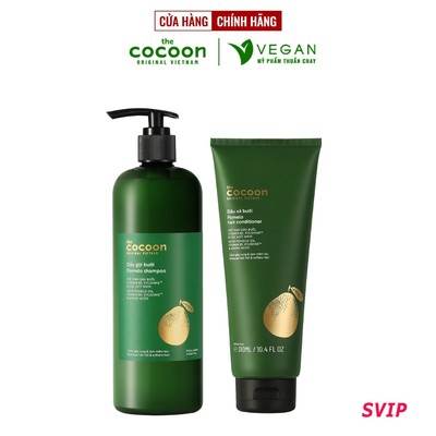 [SVIP] Bộ dầu gội bưởi Pomelo Cocoon Chai 500ml + Dầu xả bưởi Pomelo Cocoon 310ml thuần chay