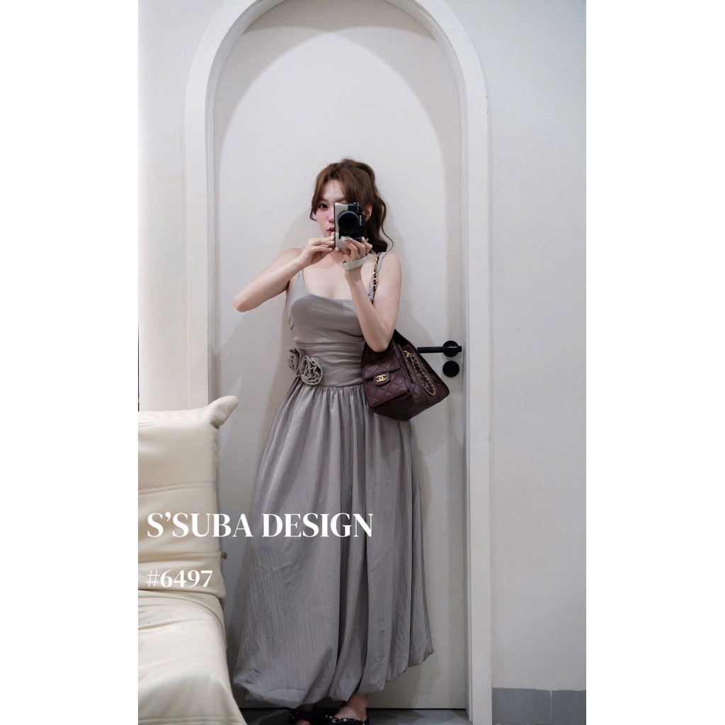 #6497 VÁY ZIP DÀI DÂY XOẮN ĐÍNH HOA
