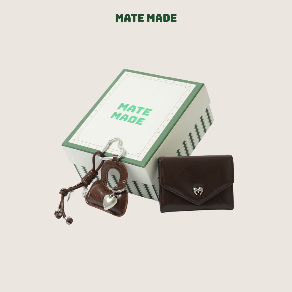 Set Quà Tặng MATE MADE Ví Letter Kèm Charm, Hộp Quà Xanh (Tặng Bạn Thân, Bạn Gái)