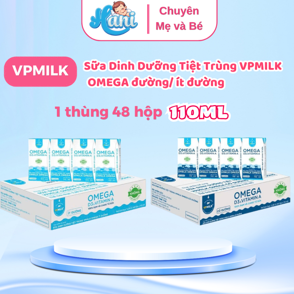 Thùng 48 hộp sữa dinh dưỡng tiệt trùng VPMilk Omega 110ml