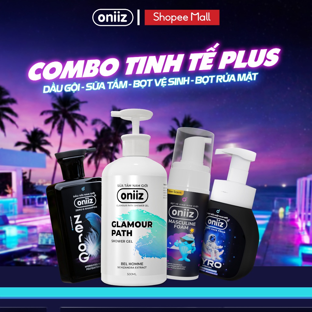 Combo Tinh Tế Plus - Bọt vệ sinh nam giới mới Oniiz Plus 145ml, Sữa tắm hương nước hoa, Dầu gội Zero