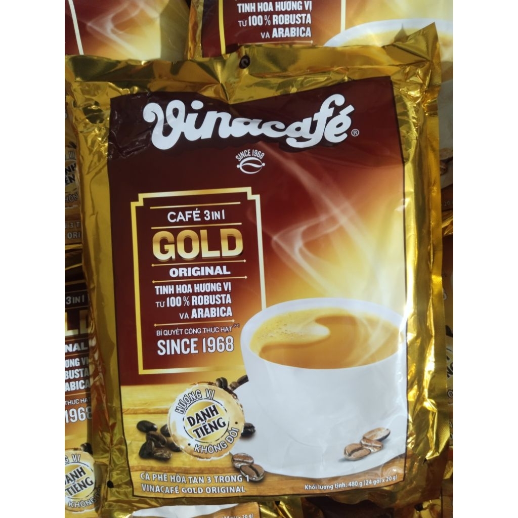 VINA CAFE hòa tan 3in1 Gold bịch 24gói x 20g ( HSD : t10/2027)