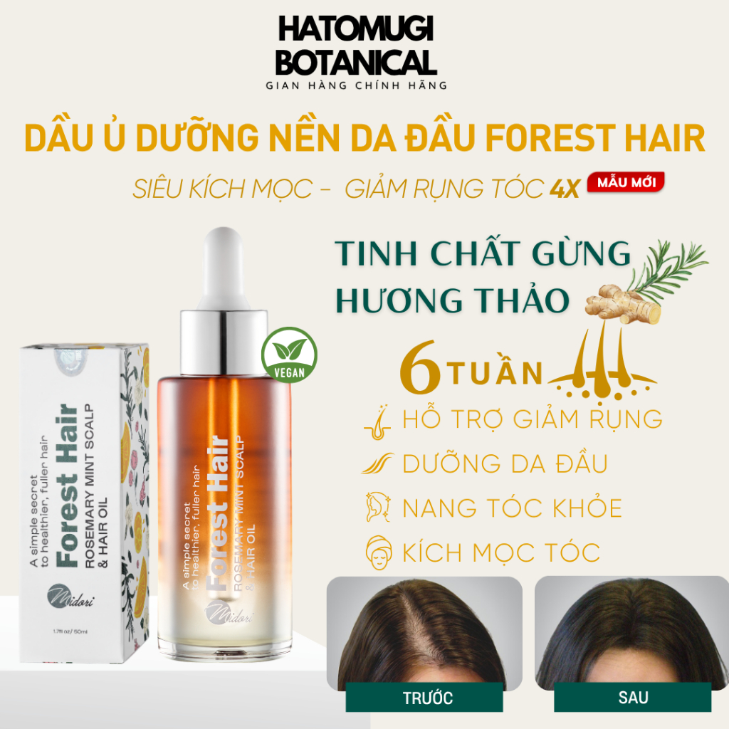 [MUA 2 TẶNG 1] Dầu ủ tóc FOREST HAIR Rosemary Mint Scalp Hair Oil giảm rụng kích mọc tóc dưỡng nang 