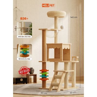 Cattree cho mèo, cat tree, nhà cây cho mèo Helipet có cào móng mèo, đồ chơi cho mèo premium