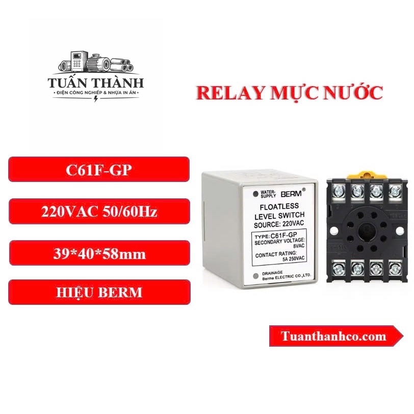 [LOẠI TỐT] Rơle Mực Nước C61F-GP Hiệu BERM