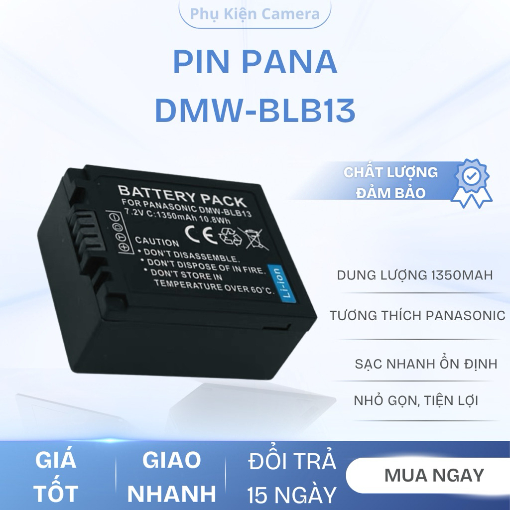 Pin Máy Ảnh Panasonic DMW-BLB13 - Dung Lượng 1350mAh Cho Lumix G1, G2, G10, GF1, GH1