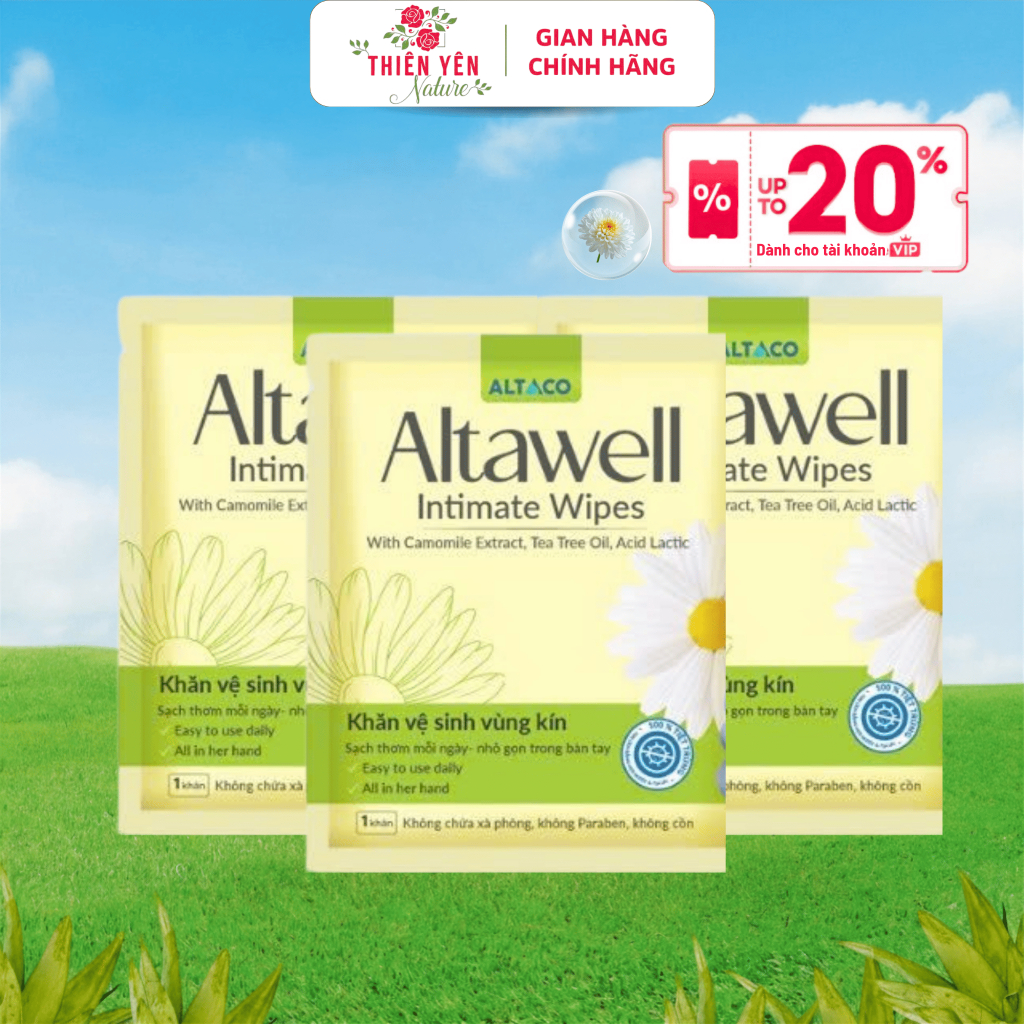{ Altawell Khăn vệ sinh vùng kín mini du lịch - có che tên sp } giúp làm sạch, khử mùi, giảm ngứa