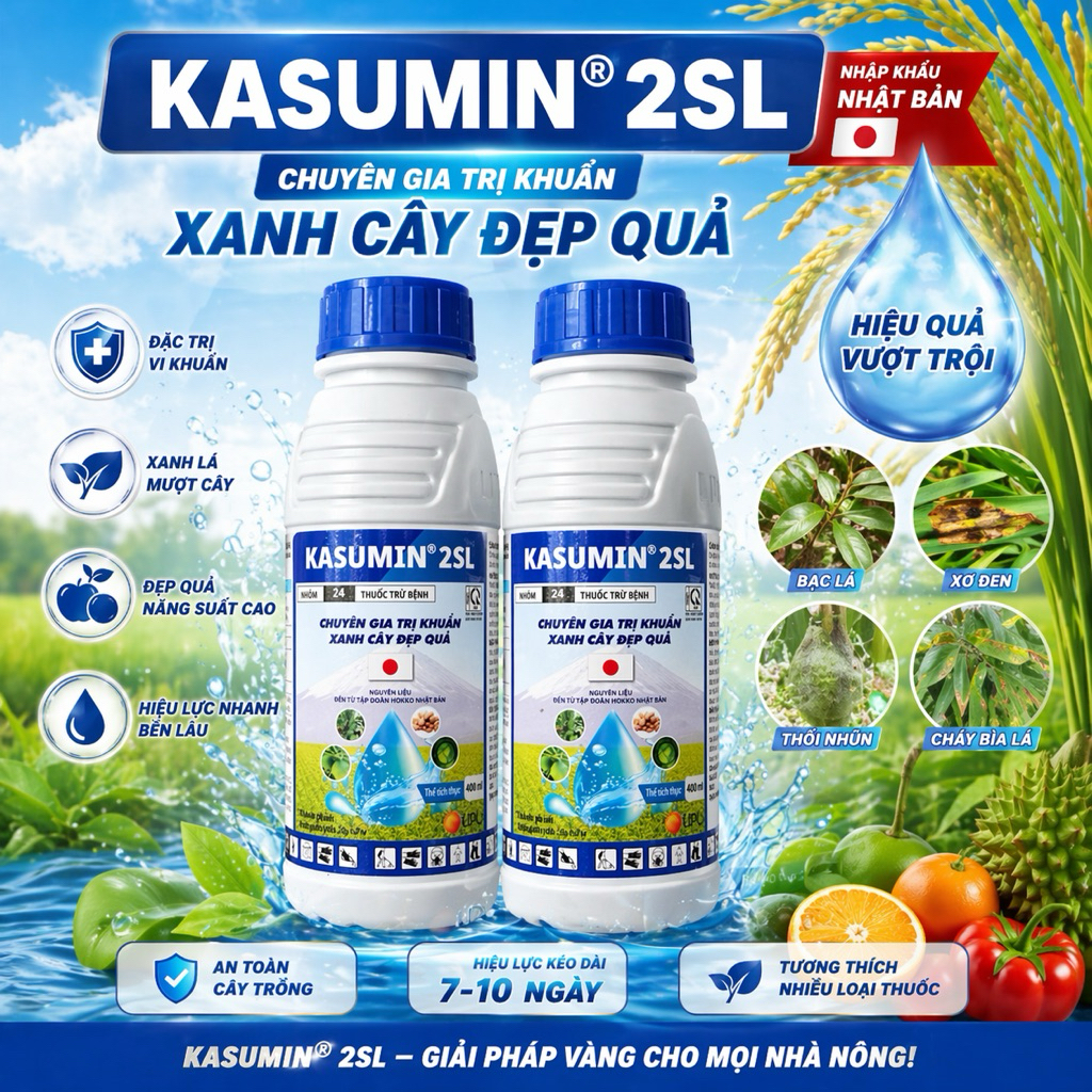 [Mẫu mới] KASUMIN 2SL Quản lý BỆNH CÂY DO VI KHUẨN - Kasumin 2SL| Chai 425ml