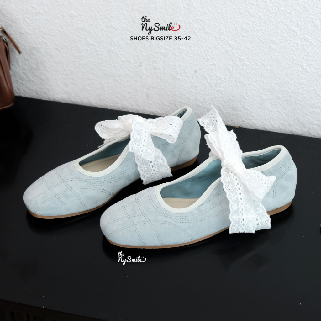 Giày nữ bigsize (35-42) búp bê nữ phối nơ nữ mang đi làm, đi học - The Nysmile - GODA 1,2