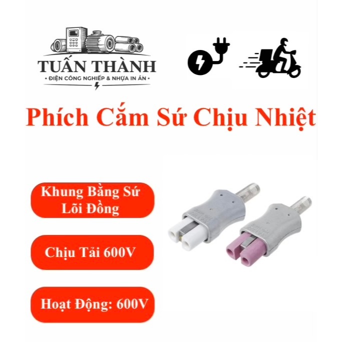 Phích Cắm Sứ Chịu Nhiệt Chịu Tải 600V Chui Cắm Bằng Sứ