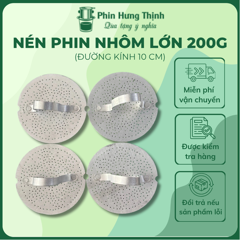 Chặn, nén phin cà phê nhôm pha 200gr Bột Cà Phê - Miệng phin 12cm