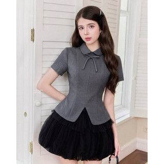 áo sơ mi kiểu cổ sen vàng 0002