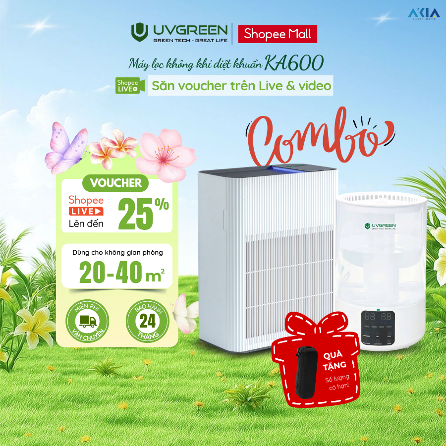 Combo Máy lọc không khí KA600 & Máy phun sương tạo ẩm KH200 | Diệt khuẩn, Lọc bụi mịn, Cấp ẩm da