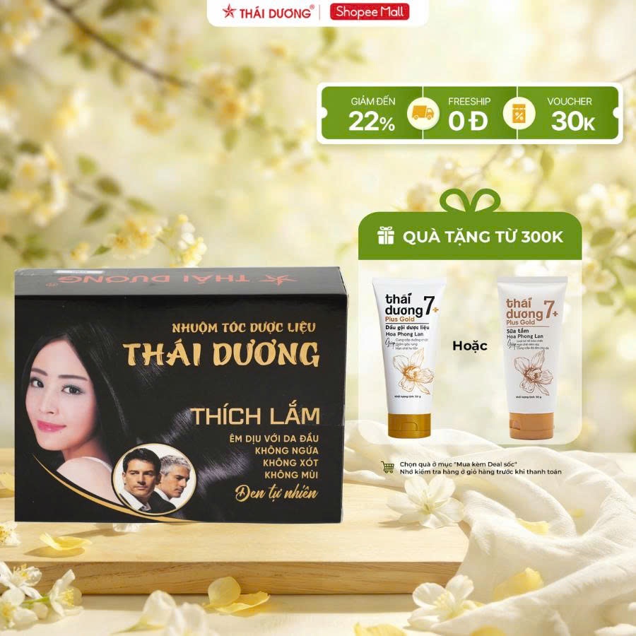 Nhuộm tóc Thái Dương thảo dược dạng GEL Pha Sẵn màu đen, nhuộm phủ bạc Thái Dương Thích Lắm - hộp 5 gói - Sao Thái Dương