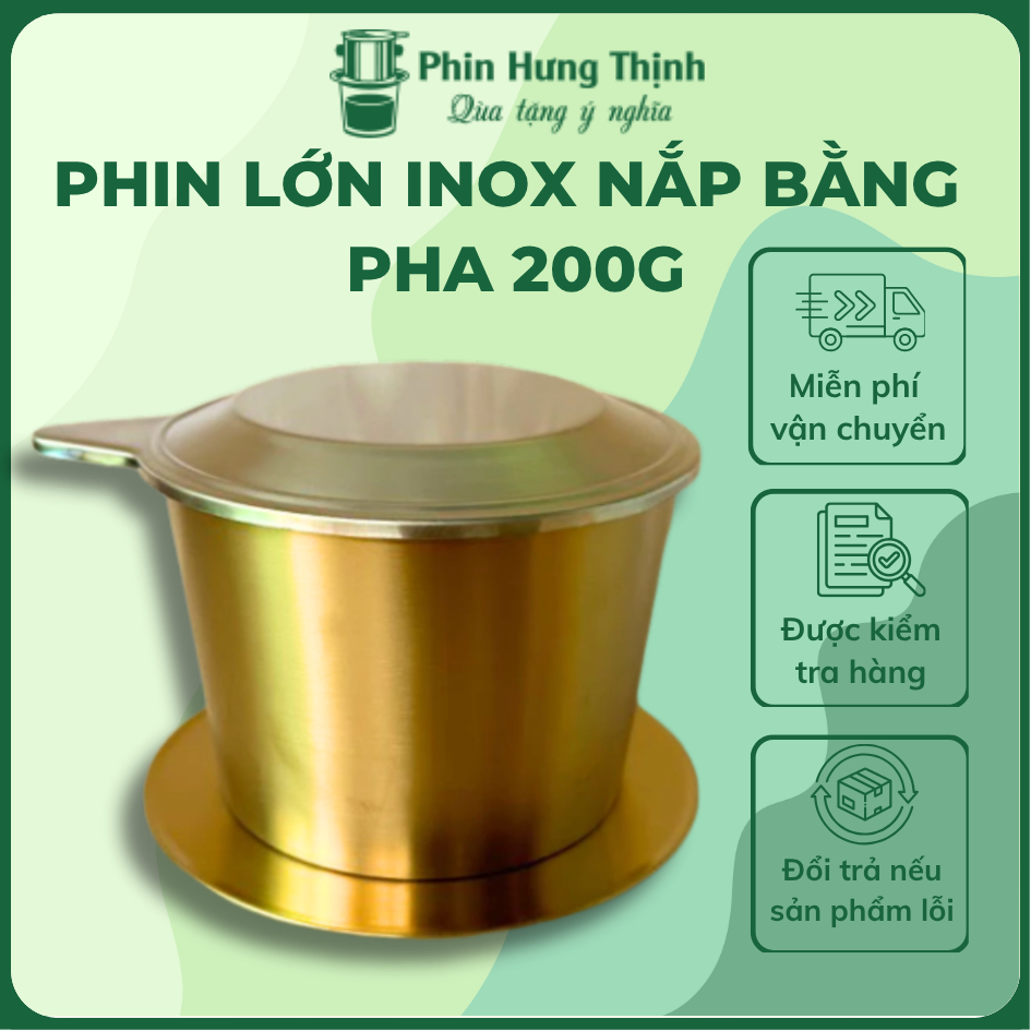 Phin Pha Cà Phê Inox Size 14 Mạ Vàng Cao Cấp Pha 200gr Bột Cà Phê