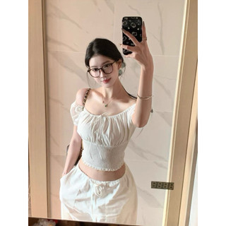 @𝐜𝐡𝐞𝐫𝐫𝐲𝐨𝐫𝐝𝐞𝐫 Áo Crotop Trễ Vai Chun Eo